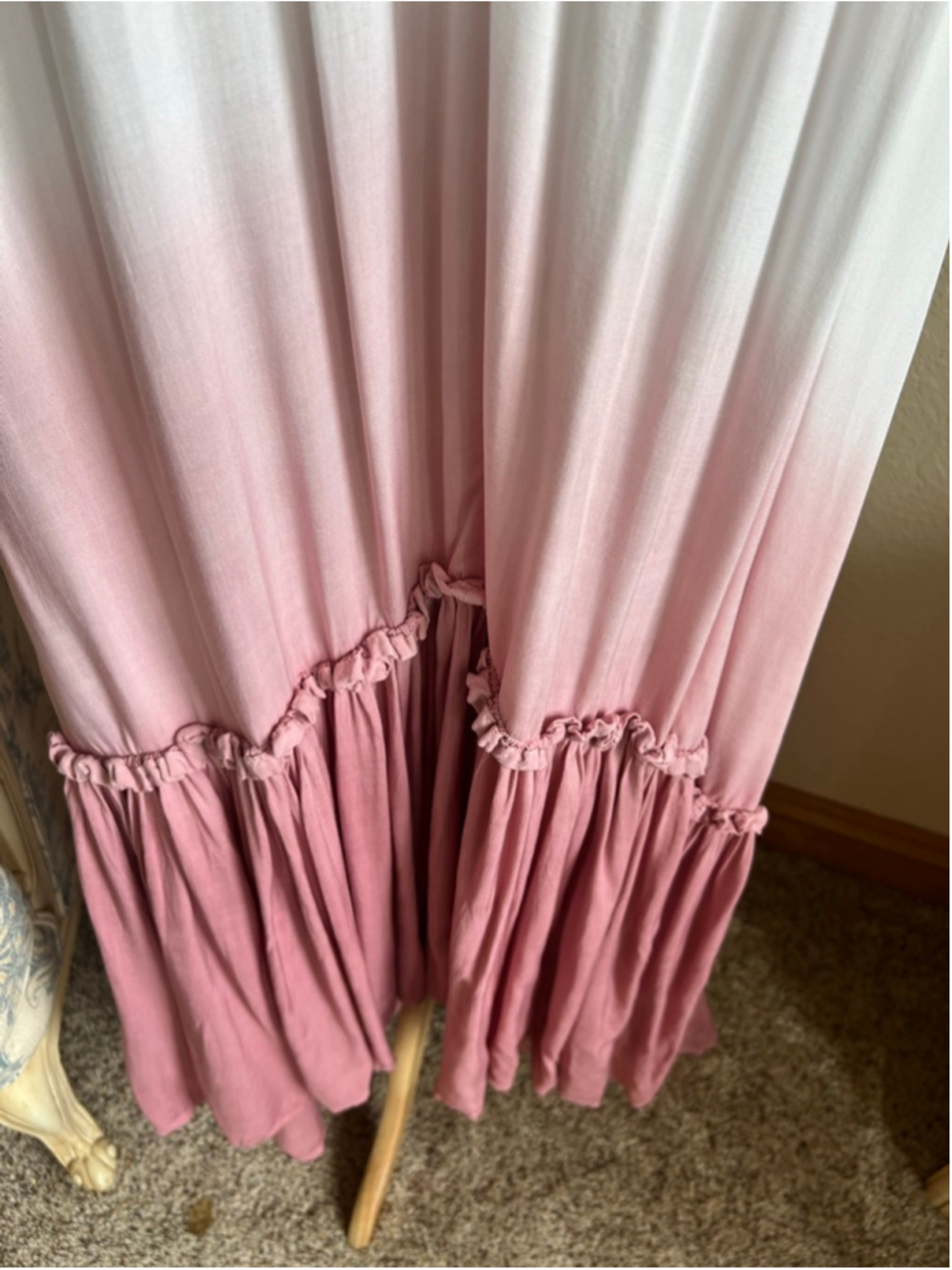 Jen's Pirate Booty White Pink Ombre Halter Maxi Dress M - Picture 5 of 8